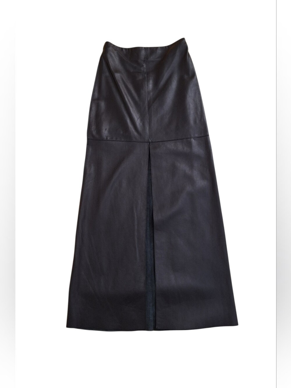 Vtg Bebe Lambskin Leather Maxi Skirt Y2K Grunge Goth Vamp Edgy Biker XS Black